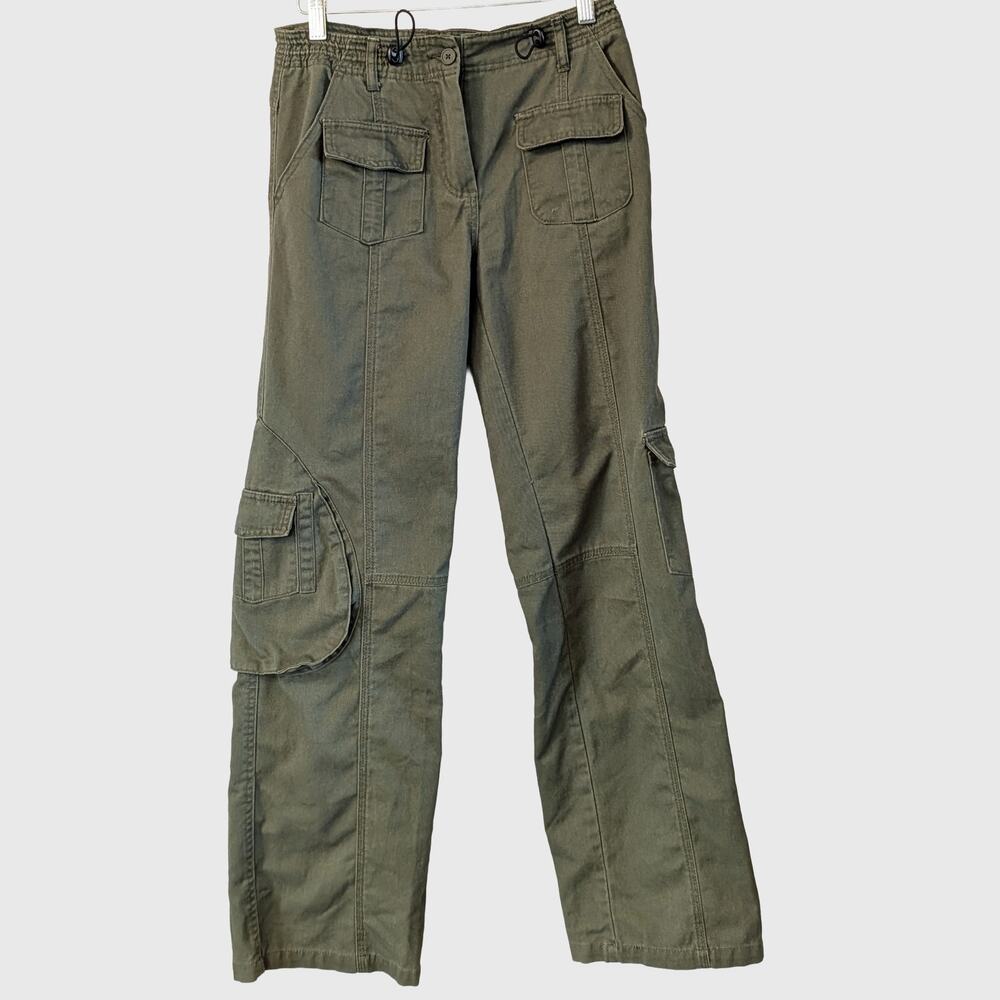 Brandy Melville Kim Cargo Pants Olive Green Y2K Utility Wide Leg